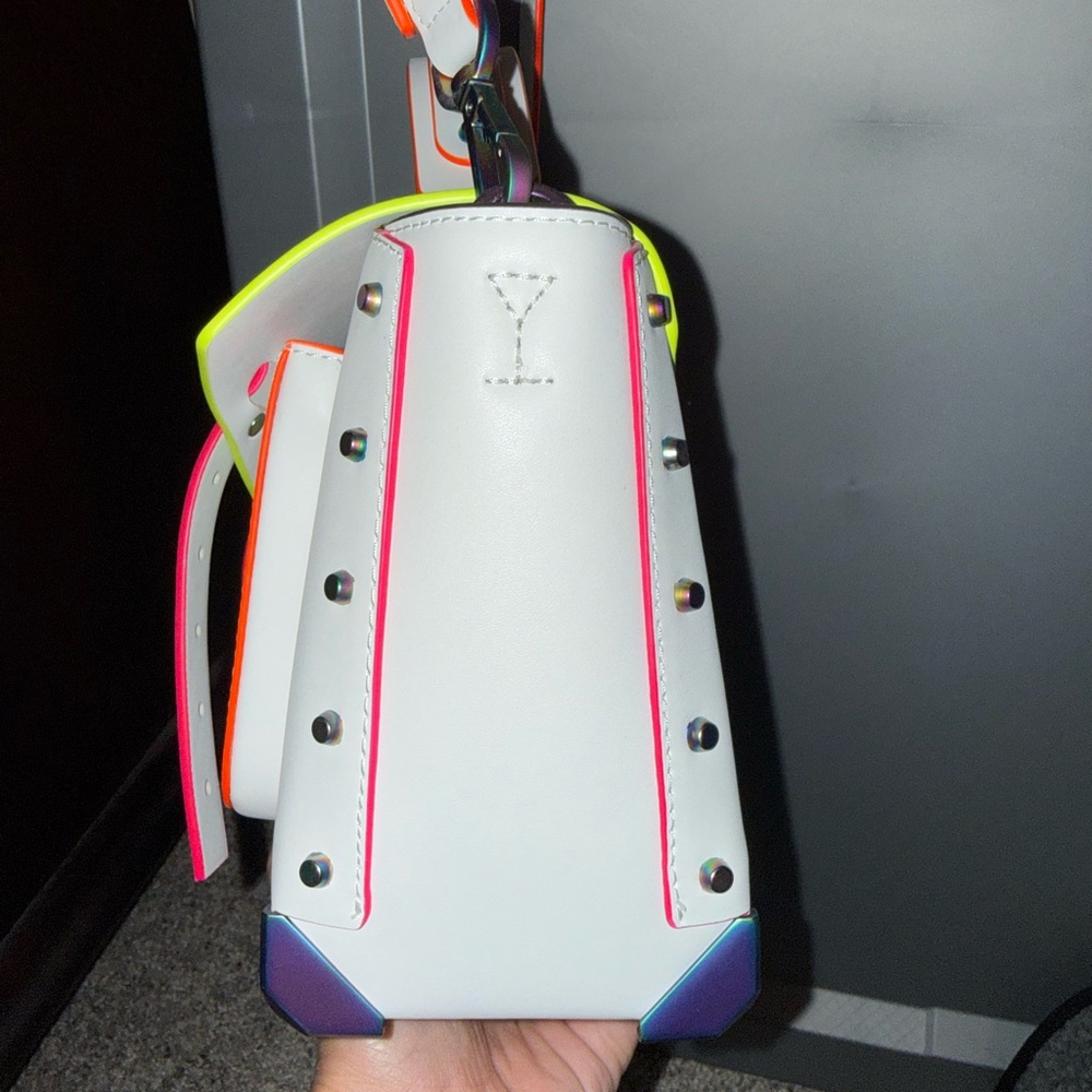Michael Kors White Crossbody Handbag with Neon Accents - Picture 7 of 9